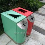 户外景观艺术范分类垃圾箱，室外高品质垃圾筒首选（红色和青色）
