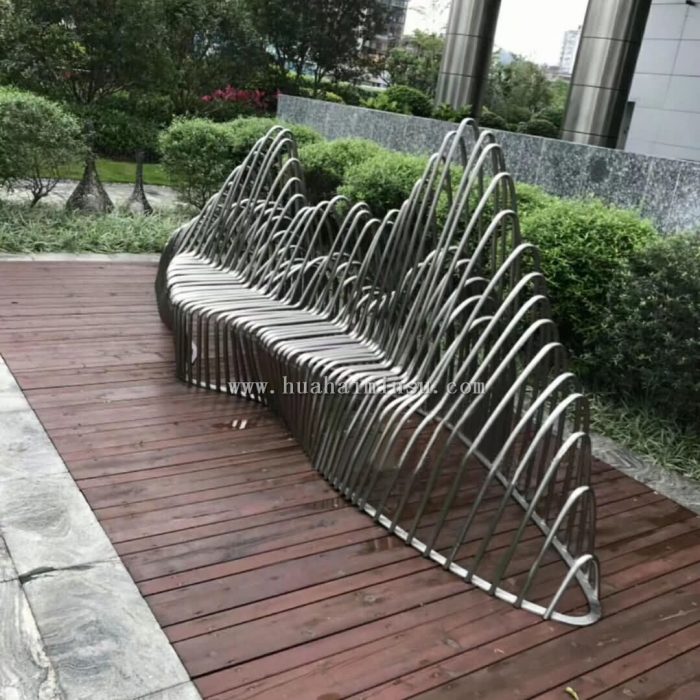 户外不锈钢创意景观坐凳，售楼部特色金属座椅厂家定制