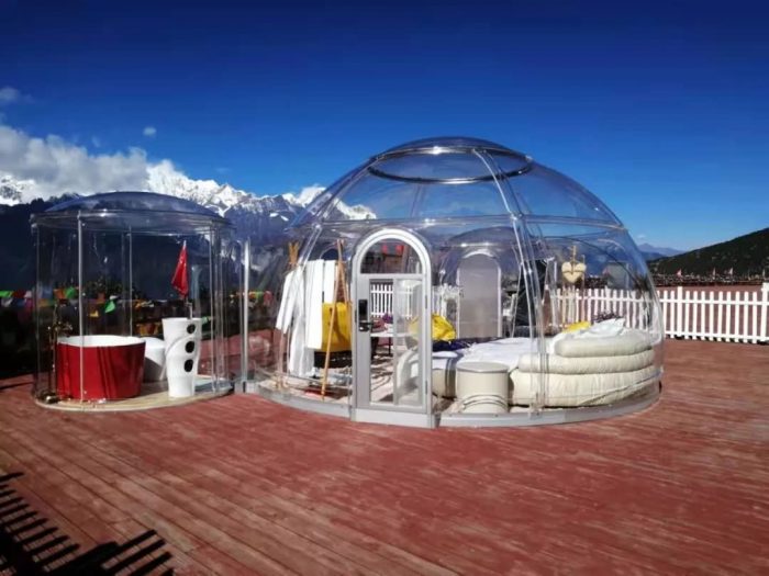 云南梅里雪山星空房酒店，体验气势磅礴的雪山和冰川